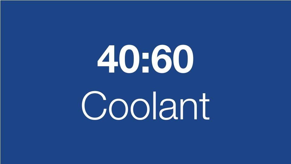 Physical properties for water mixture with antifreeze (cooling water) 40:60